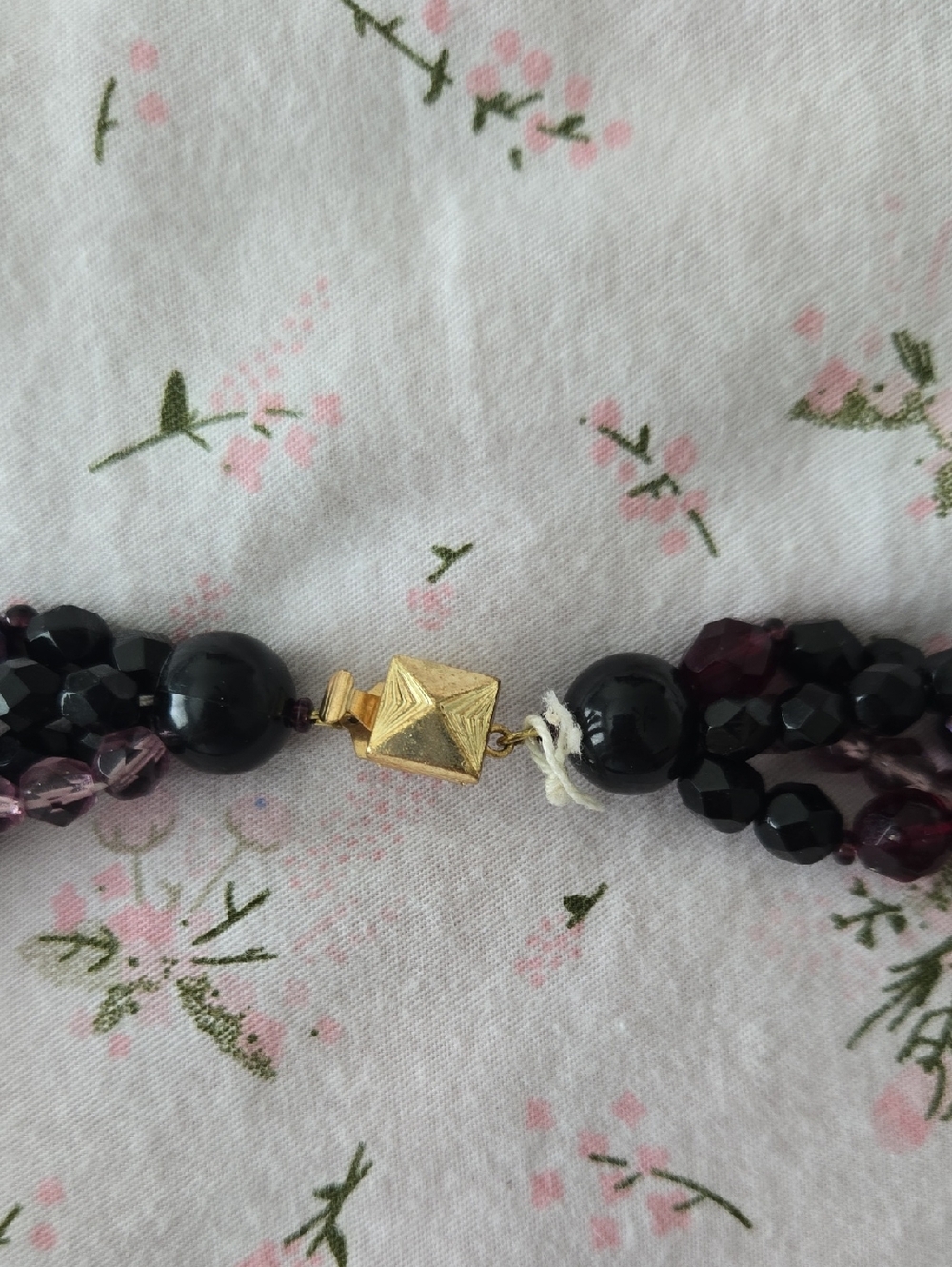 Multi-Strand Purple and Black Beaded Necklace - Picture 3 of 5